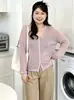 Casaco feminino versátil de cor sólida fino plus size, blusa casual, coleção outono 2026, cardigã de tricô de corte solto para mulheres curvilíneas