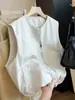 Chaleco de trabajo de cuello redondo holgado estilo coreano para mujer, nuevo modelo de otoño, versátil para usar en capas, prenda exterior casual, chaleco moderno