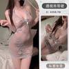 Lencería Sexy y Divertida, Ropa de Dormir que Mejora el Ánimo, Uniformes, Conjunto de Vestido con Liguero de Encaje Estilo Abstinencia Qqny