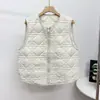 Chaleco de Plumas para Mujer Cremallera Corta Acolchado de Diamantes Cuello Redondo Otoño Invierno Nuevo Capa Interior Cálido Adelgazante Versátil Ropa Exterior