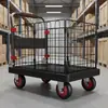 Reboque de Plataforma Baixa Dobrável para Carros com Grade Baixa Carrinho de Mão Portátil para Empurrar Mercadorias de Feira de Rua Carrinho de Mão