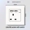 Panel de interruptor de luz de plástico blanco estilo británico de Hong Kong y Macao, enchufe de 13A con carga USB y carga rápida tipo C, panel de interruptor de luz estándar UK/US