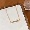Colar Oval com Zircônia Banhado a Ouro 18k Real Corrente de Clavícula Exquisita de Luxo Leve Acessório de Colar Versátil de Nicho para Mulheres