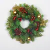 Guirlanda de Flores Plástica Pequenas Frutas Pinha Guirlanda Pendurador de Porta de Natal Adereço de Janela Decoração de Casamento Anel de Grama Vermelha