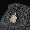 Collar de Placa de Identificación Cuadrada Hip-Hop Europeo y Americano Transfronterizo con Circonita Incrustada de Cobre y Colgante de Diamante Completo, Joyería Hip-Hop de Moda para Hombre al por Mayor