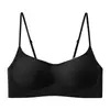 Ropa interior invisible sin costuras de escote bajo para mujer con tirantes finos, copas fijas, push-up, cómoda, transpirable, sujetador anti-caída