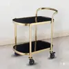Carrito de Bar Móvil de Acero Inoxidable de Doble Capa Carrito de Entrega de Comida para Hotel Restaurante Carrito Pequeño para Servicio de Té de Cocina Pastel de Cumpleaños