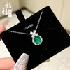 Calcedônia de Gelo de Alta Qualidade Novo Estilo Chinês Pingente Natural de Abóbora Transparente Gelo Prata Verde Incrustado Espuma d'Água Jade Ágata Colar Retro Clavícula