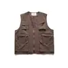 Chaleco de Trabajo Funcional Japonés Retro con Múltiples Bolsillos y Capas para Hombres y Mujeres, Ropa Exterior Holgada Casual sin Mangas para Primavera y Otoño