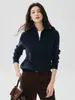 Design de lapela, suéter de malha de cashmere liso para mulheres, simples e versátil, perfeito para uso casual