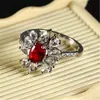 Anillo de Zirconia Nuevo Europeo y Americano Encanto Elegante Anillo Incrustado de Rubí Joyería de Plata para Mujer Cruz de los Deseos Joyería Transfronteriza