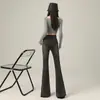 Jeans American Retro com Barra Dobrada para Mulheres, Estilo Hot Girl, Primavera e Outono, Cintura Baixa, Corte Slim, Modelador, Levemente Flare, Calça Comprida