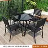 Composto de Madeira-Plástico Anti-corrosão Mesa e Cadeiras de Lazer para Exterior Jardim Quintal Varanda Quiosque Externo Cafeteria Mesa e Cadeiras de Jantar
