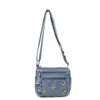 Bolsa Transversal de Jeans Lavado para Mulheres, Para o Trabalho, Múltiplos Compartimentos, Bordado de Borboleta, Simples e Fashion, Bolsa de Ombro Único Feminina