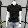 Camisa polo bordada cor damasco cruzada masculina manga curta camiseta verão 2026 nova casual meia manga marca tendência slim fit