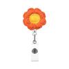 Girassol Girassol Crochê Flor Vermelha Pequena Retrátil Fácil de Puxar Rotatório Clipe de Jacaré Rolo de Crachá Presente de Escritório
