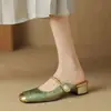 Mules de verano de estilo chino de punta cerrada para mujer, para comercio exterior transfronterizo, adecuados para uso en exteriores, elegantes sandalias Mary Jane de tacón medio para combinar con faldas