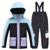Traje de esquí para niños, traje de invierno para niños y niñas, impermeable, cálido y grueso, para snowboard, traje de esquí doble para niños