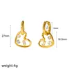 Brincos de Aço Inoxidável com Pedras de Diamante para Mulheres, Elegantes Ear Cuffs de Aço Titânio Dourado 18K com Zircônia, Resistentes à Cor