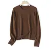 Yunrou Yaxu Suéter Base de Punto Trenzado Sin Costuras 100% Lana Merino Suave de Cuello Redondo