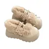Sapatos Peludos Confortáveis Estilo Francês Estilo Academia Versáteis Sapatos de Algodão Estilo Japonês Casuais Mary Jane Outono e Inverno Sapatos de Solado Grosso para o Dia a Dia
