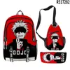 Mochila Escolar Anime 3D Nova Transfronteiriça, Mochila, Estojo, Bolsa de Ombro, Três Peças