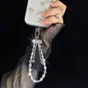 Llavero de Muñeca para Teléfono con Borla y Lazo Estilo Corto Colgante de Cristal de Alta Gama Llavero de Bolsa Encanto para Teléfono Yiwu