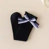 Calcetines para niñas, colección primavera y otoño, calcetines de media pantorrilla para niños, con lazo, color liso, color caramelo, dulces y lindos, calcetines de princesa para bebé, venta al por mayor para ventas transfronterizas
