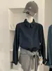 Omalai Design Inspirado Lapela Único Botão Manga Longa Jeans Camisa Início da Primavera Novo Cardigã Cor Sólida Top 6293