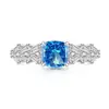 Anillo de Cubo de Azúcar Cortado Flor de Hielo de Piedra Preciosa Colorida Más Vendido en Tiktok, Diamante de Alto Carbono Súper Brillante, Joyería de Anillo Chapado en Oro, Venta en Vivo Dropshipping