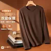 Camiseta térmica de base em fleece dupla face para homens, quente para o inverno, manga longa, forrada com fleece, espessa, blusa de gola redonda para outono e inverno