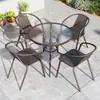 Tienda de Té con Leche en Patio Exterior Casa de Huéspedes en la Playa Juego de Mesa y Sillas Impermeable Protector Solar Anticorrosión Combinación Simple Casual Mesa y Sillas