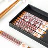 Xitian Muyu pauzinhos domésticos de estilo japonês pauzinhos de bambu 5 pares pacote familiar antiderrapante pontiagudo cinco em caixa de presente terno
