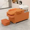 Pia de shampoo salão de barbeiro aquecedor de água quente instantâneo cama de enxágue integrada salão de cabeleireiro beleza cabelo cadeira semi-reclinável bacia de cerâmica