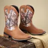 Nuevas Botas de Cowboy Estilo Occidental con Bordado Artesanal, Botas de Caballero Retro de Caña Alta para Hombre, Botas de Trabajo Casuales Modernas y Versátiles