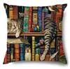 Amazon Pintura al Óleo Funda de Cojín de Gato Lindo Funda de Cojín de Sofá de Lino Suministros para el Hogar Funda de Cojín para Siesta Funda de Cojín Lumbar