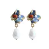 Pendientes Retro Franceses de Perla Gota de Agua Estilo Palacio Modernos Elegantes Pendientes Vintage Medievales de Forma Especial para Mujeres