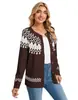 Suéter de punto para mujer nuevo de otoño e invierno transfronterizo europeo y americano, chaqueta cárdigan tejida jacquard vintage de Halloween para mujer