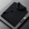 Camisa Polo de verano sin costuras de seda helada para hombre transfronteriza, camiseta casual con solapa de comercio exterior, chaqueta fina de manga corta para negocios