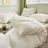 Juego de ropa de cama a rayas de cuatro piezas 100% algodón, Clase A, estilo simple, funda de edredón, sábana plana, sábana ajustable, algodón puro de 60 hilos, algodón lavado