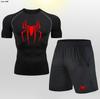 Estampado de araña AliExpress transfronterizo conjunto de 2 piezas de camiseta y shorts para hombre traje deportivo de secado rápido para correr al aire libre entrenamiento 2099