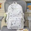 Mochila linda de niña con estrellas estampadas por todas partes, adecuada para estudiantes de secundaria y preparatoria, elegante y ligera