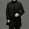 Abrigo de lana de doble cara para hombre de otoño e invierno, de longitud media, cuello de solapa, de un solo botón, abrigo de lana business casual, gabardina