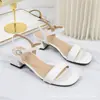 En Stock Comercio Exterior Transfronterizo Talla Grande Tacón Grueso Correa al Tobillo Zapatos de Mujer de Tacón Alto, Sandalias Simples y Elegantes para Mujer, Sandalias de Exterior