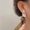 Aretes Cuadrados de Perla de Zirconia para Mujer, Lujo Accesible, Alta Gama, Aretes Elegantes y Atmosféricos, Aretes Retro de Dos Usos