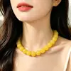 Gargantilla Redonda de Resina Exagerada de Color Sólido Estilo Bohemio Retro Europeo y Americano Collar de Perlas para Mujer Venta al por Mayor Transfronteriza
