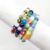 Pulsera de Piedra Ojo de Gato de 8 mm con Diseño Bicolor Graduado Transparente Hielo, Pulsera de Piedra Shoushan con Cuentas de Vidrio, Joyería Suave que se Envuelve Alrededor del Dedo
