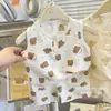 Conjunto de Colete Infantil Estilo Coreano Roupa de Casa Verão Meninos e Meninas Conjunto de Shorts Pijama Bebê e Crianças Maiores Sem Mangas