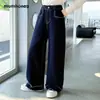 Calças de Lã Forradas para Meninas Outono/Inverno 2026 Novo Estilo Jeans Estilosos para Meninas Temporada Outono/Inverno Calças de Perna Larga para Meninas Grandes
