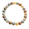 Pulsera Pulsera de Cristal Artificial Perla Color Mixto Dorado Cálido Hoja de Arce Maillard Ins Francesa de 10 mm de Alta Gama